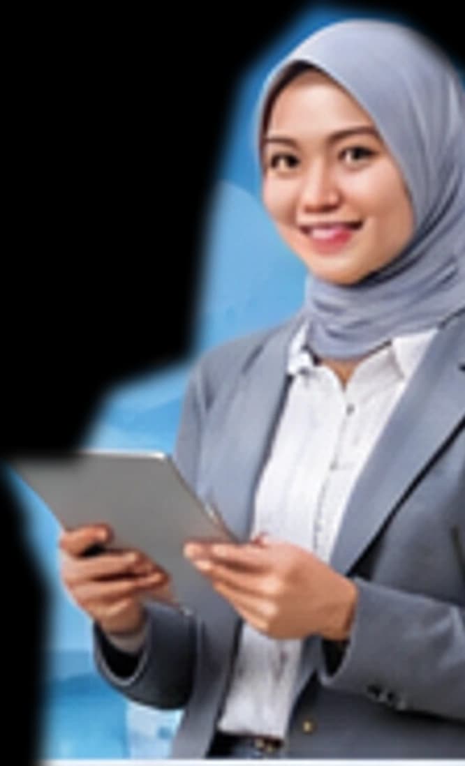 Ilustrasi konsultan profesional membawa tablet
